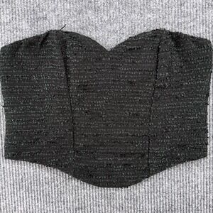 Black Corset Top Strapless Tweed Bustier Whimsy Goth Coquette Large Express